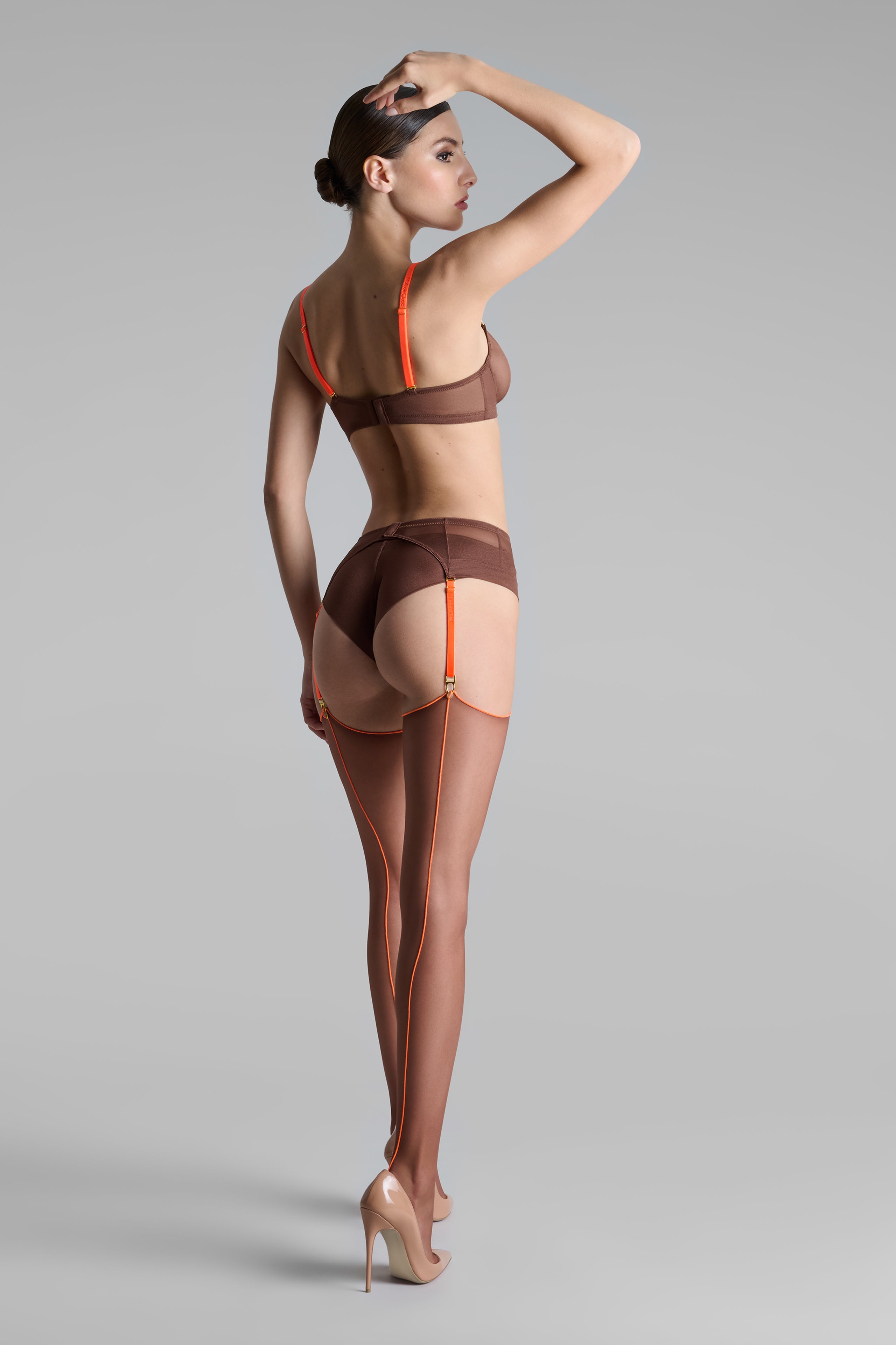Cut and curled neon seamed stockings - 20D - LEGWEAR