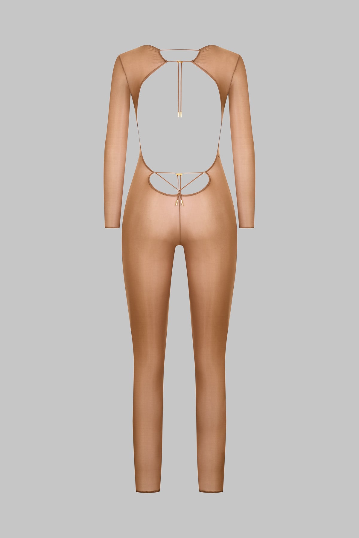 Open Back Long Sleeve Jumpsuit - French Kiss Light