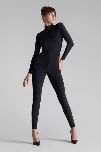 Sheer-Back Catsuit - Nuit Fauve