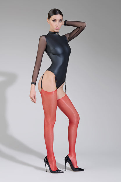 Cut and curled glossy stockings - 10D - LEGWEAR