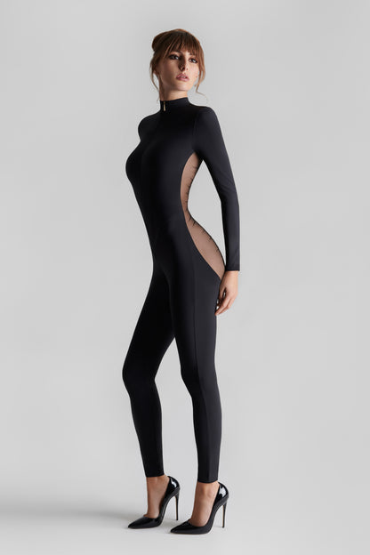 Sheer-Back Catsuit - Nuit Fauve