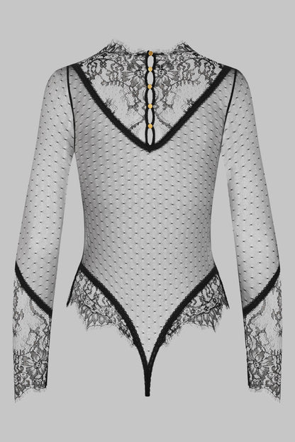 Sheer Tulle and Lace Thong Bodysuit - Inspiration Divine