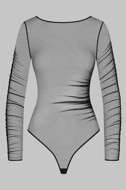 Sheer Thong Bodysuit - Nuit Fauve