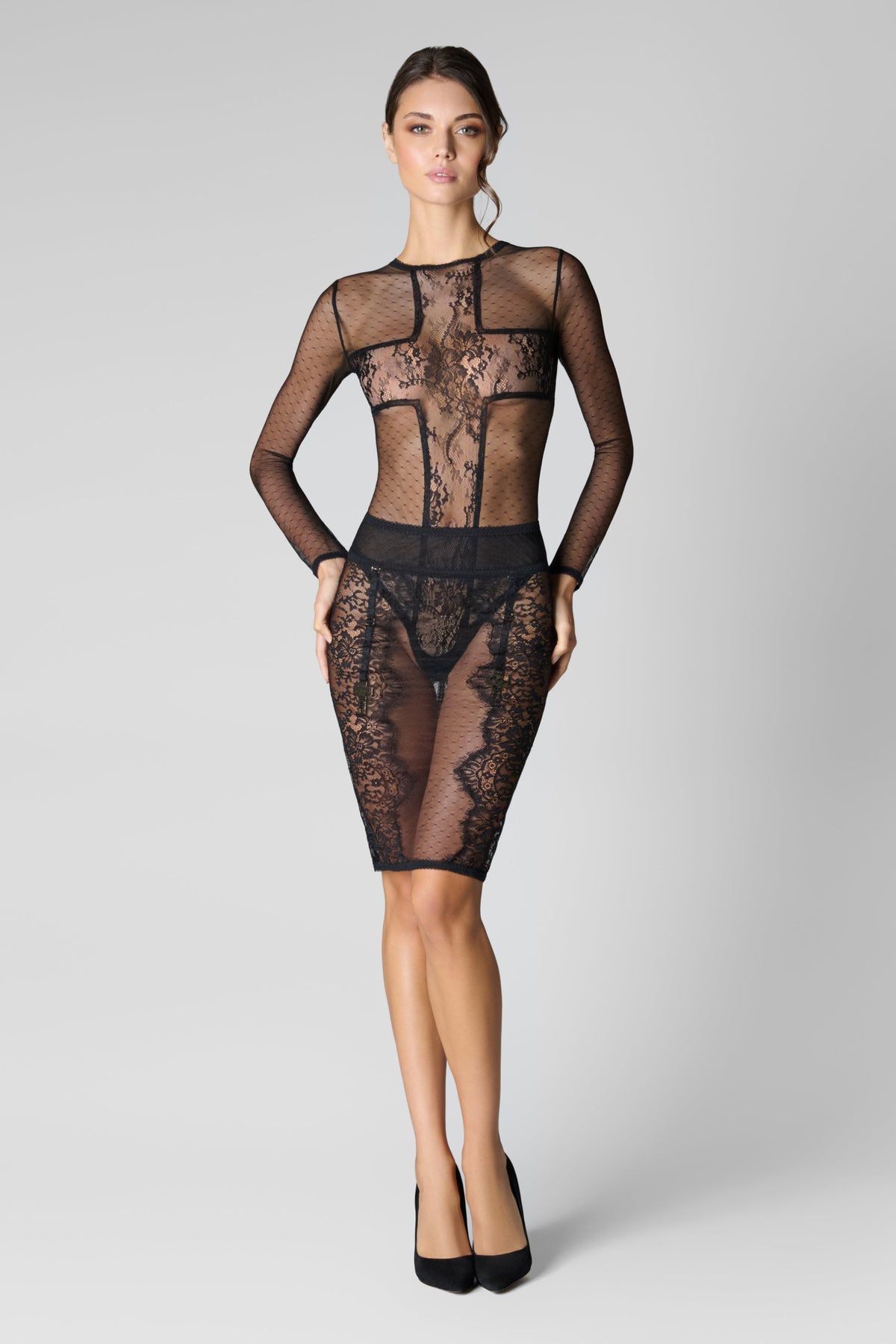 Pencil Skirt with Cross Suspender Straps - Inspiration Divine