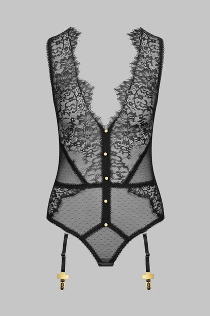 Thong Bodysuit with Cross Suspender Straps - Inspiration Divine