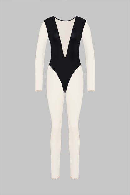 V-Neck Long Sleeve Jumpsuit - Pure Tentation