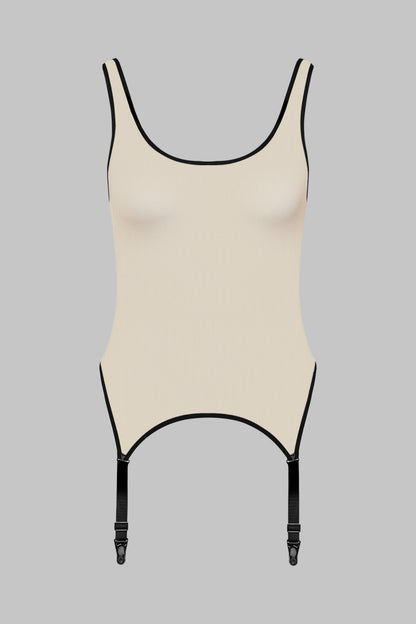 Strappy Bodysuit with Garters - Pure Tentation