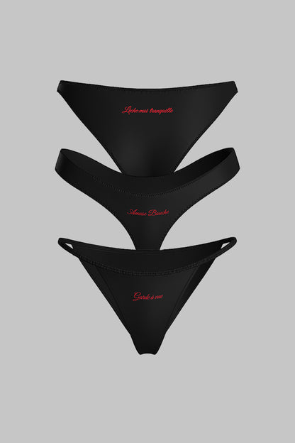 Set of 3 Black Bottoms - Dédicace