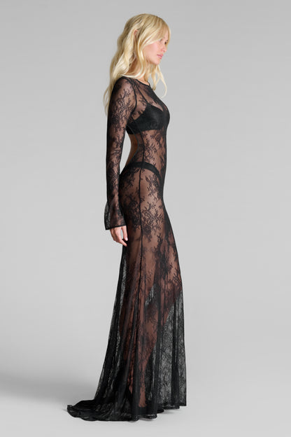 030 Long lace backless dress - Le Vestiaire