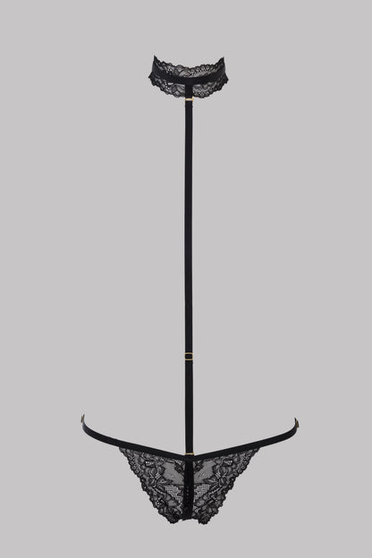 Openable thong with harness - Le Petit Secret Dentelle