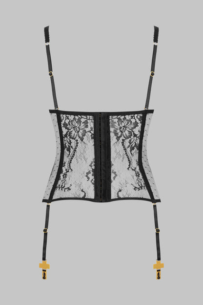 Lace Corset with Cross Suspender Straps - Inspiration Divine