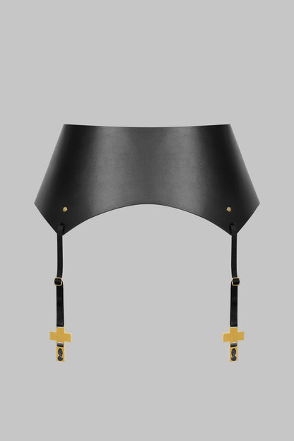 Cross Leather Suspender Belt - Inspiration Divine