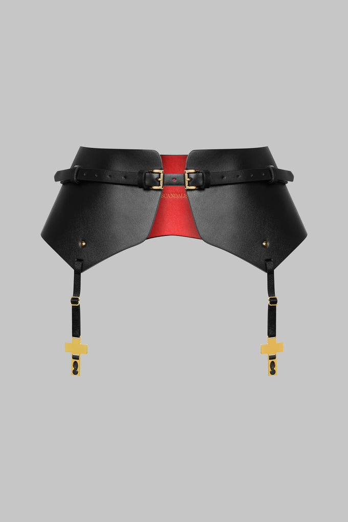 Cross Leather Suspender Belt - Inspiration Divine