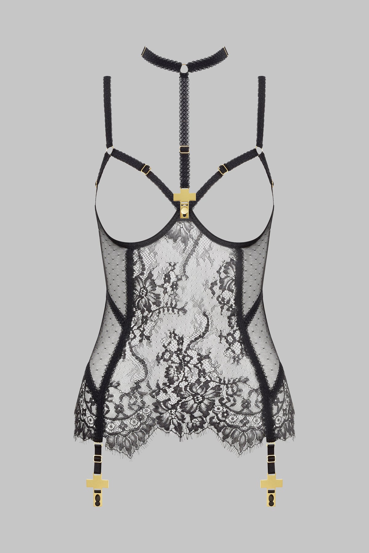 Open Corset with Cross Harness and Suspender Straps - Inspiration Divine