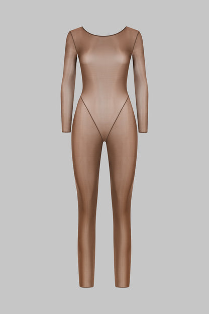 Open Back Long Sleeve Jumpsuit - French Kiss Light
