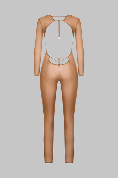 Open Back Long Sleeve Jumpsuit - French Kiss Light
