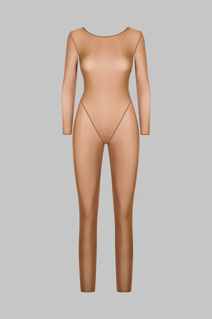 Open Back Long Sleeve Jumpsuit - French Kiss Light