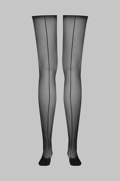 Cut and curled back seamed stockings - 20D - LEGWEAR