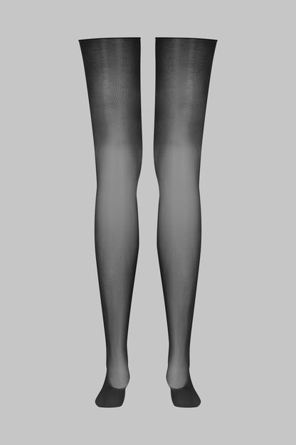 Glossy cut and curled stockings 20D - Black - LEGWEAR