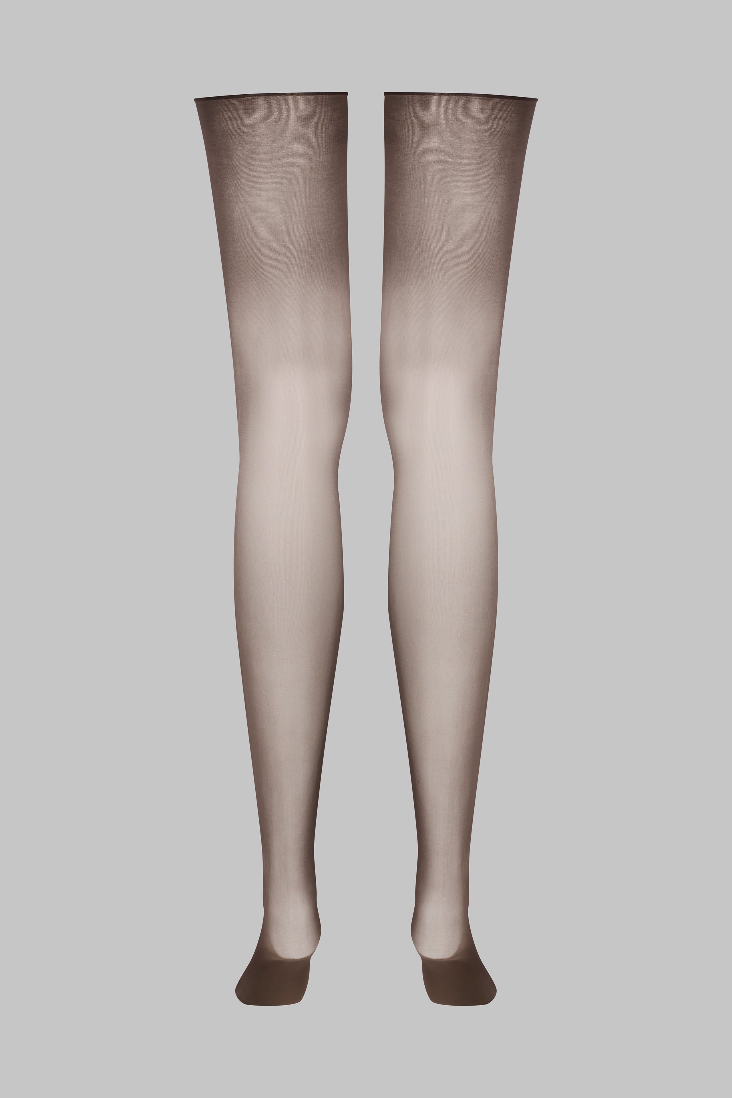 Glossy cut and curled stockings 20D - Brown - LEGWEAR